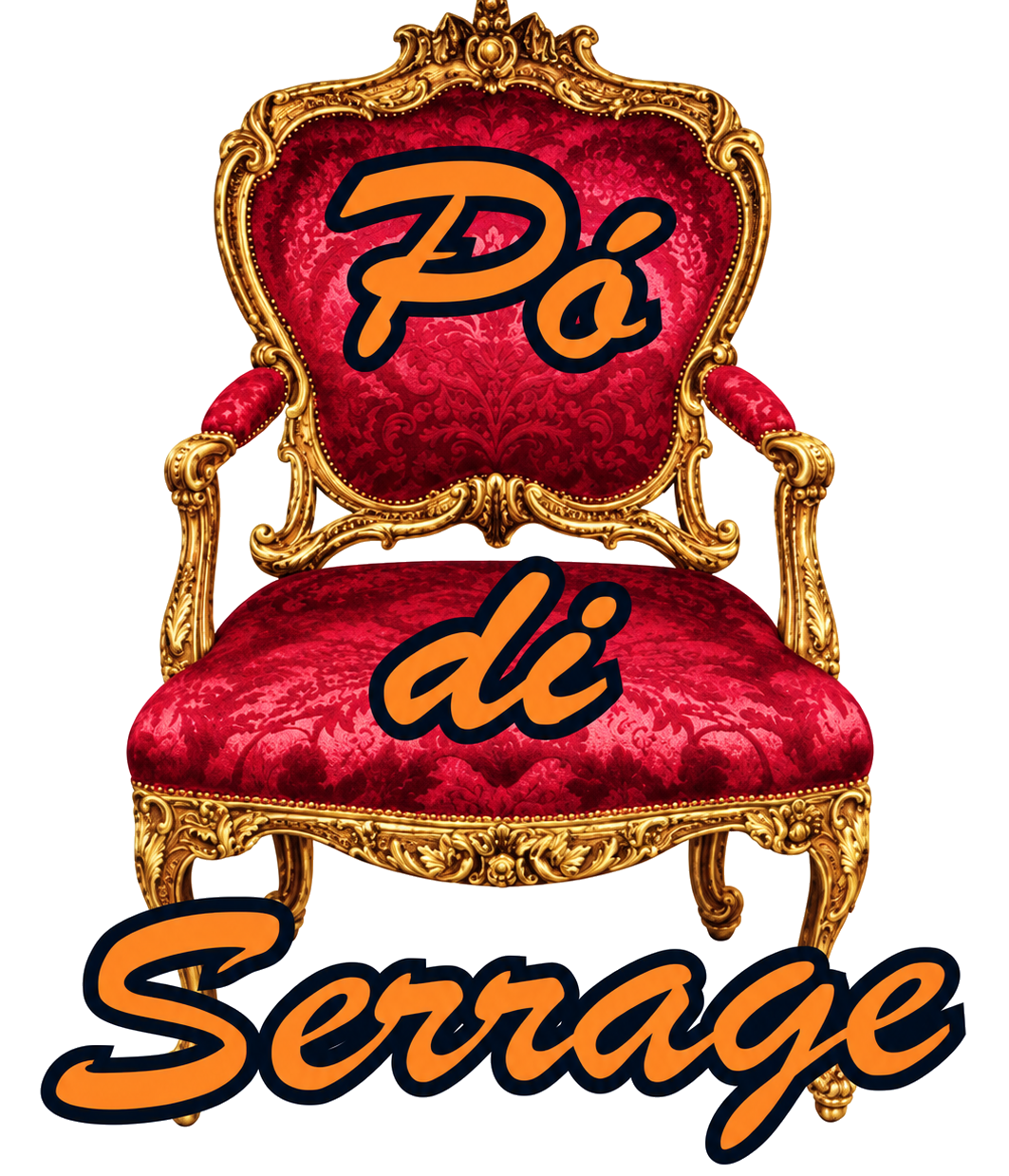 Logo da Pó Di Serrage com poltrona dourada entalhada